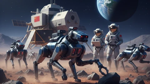 Científicos chinos prueban perros robóticos para explorar la Luna