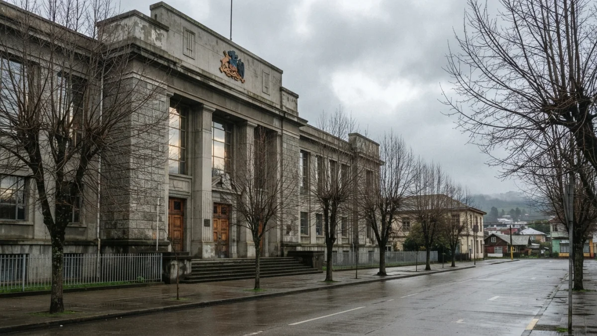 Fachada de un tribunal de justicia en el sur de Chile
