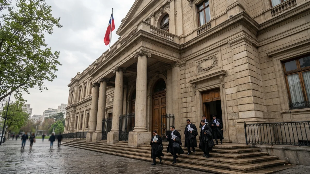 Frontis de un edificio institucional de justicia en Santiago de Chile