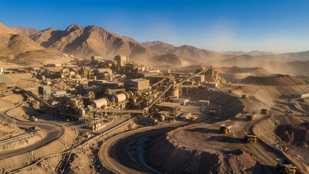 Planta concentradora de cobre en el desierto de Atacama