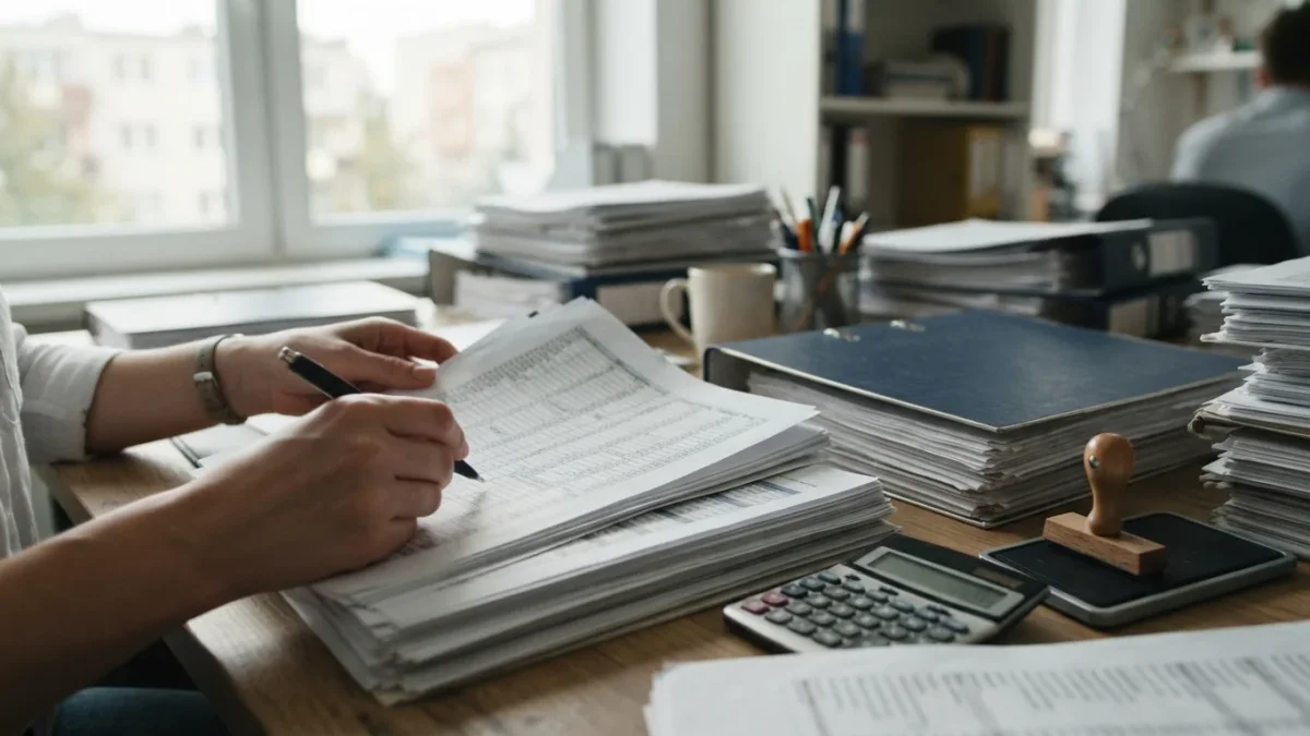 Documentos y planillas de una auditoría de la Contraloría