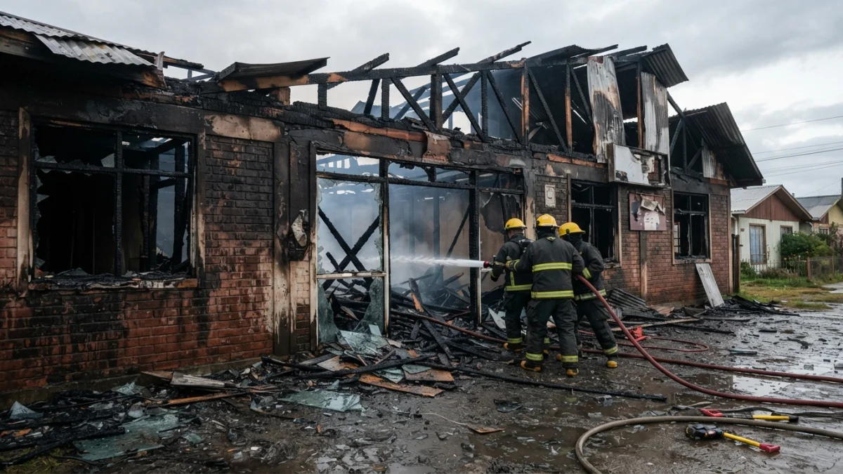 Incendio destruye el 95% del CEIA Paul Harris de Arauco: 240 estudiantes adultos esperan cerrar el año