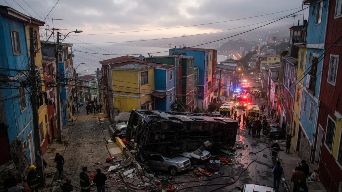 Bus de la Orquesta de Cámara de Chile desbarranca en Valparaíso y deja una fallecida y trece heridos