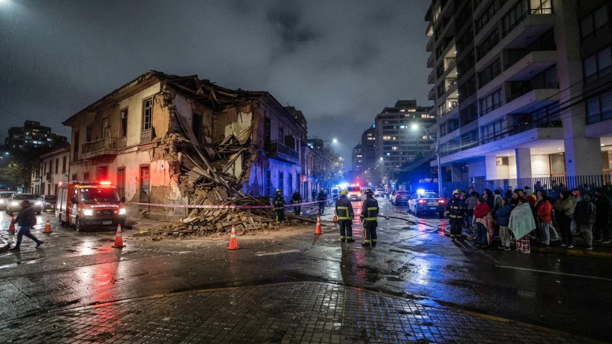 Casona de adobe colapsa en Santiago Centro: evacúan 40 departamentos de un edificio vecino