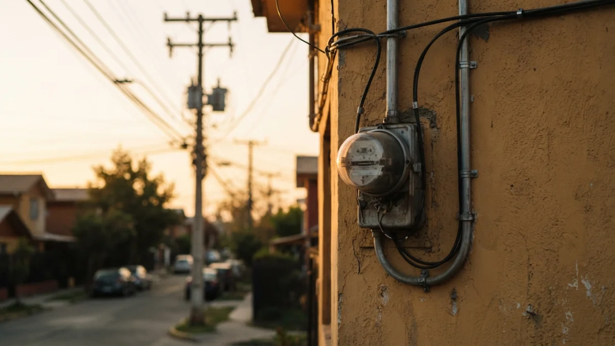 Medidor eléctrico doméstico en el exterior de una vivienda