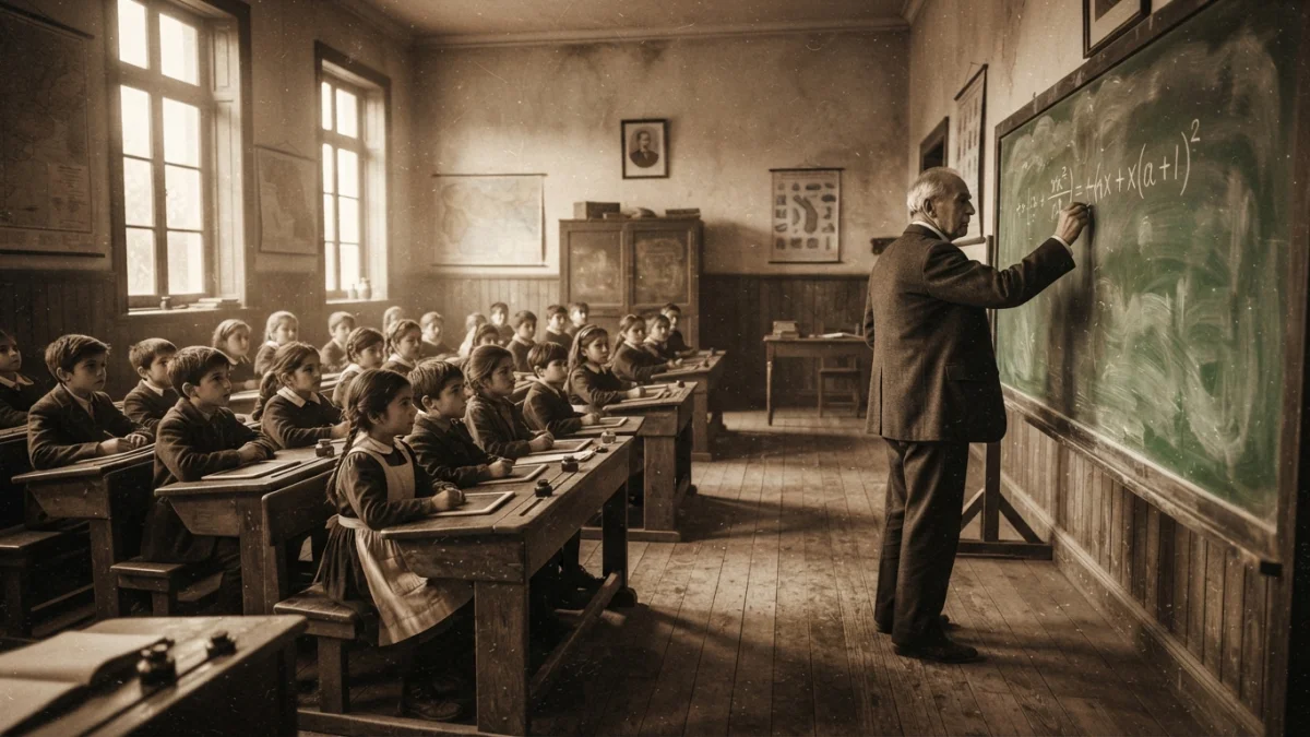 Sala de clases de una escuela pública chilena a comienzos del siglo XX