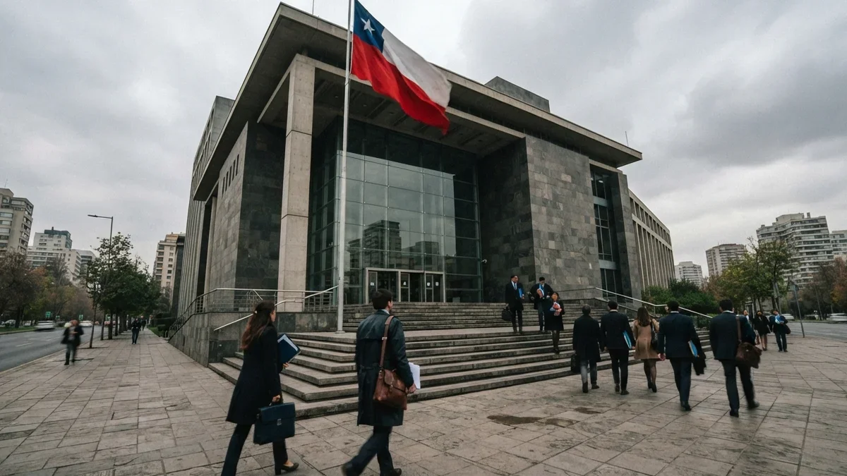 Fachada de un edificio de tribunales de justicia en Santiago de Chile