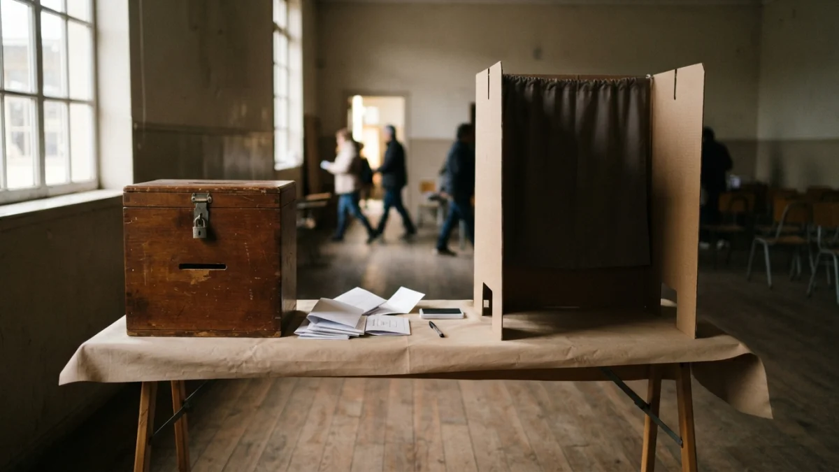 Urna y cámara secreta en un local de votación chileno