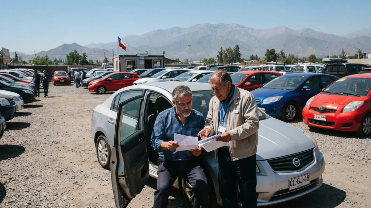 Autos usados en un lote de compraventa en Chile