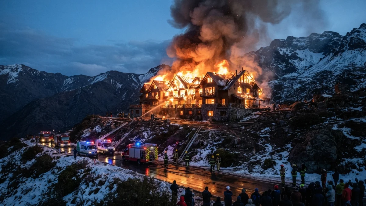 Incendio destruye el Hotel Alto Nevados en Chillán: 150 evacuados y Fiscalía indaga si el fuego comenzó en el quinto piso