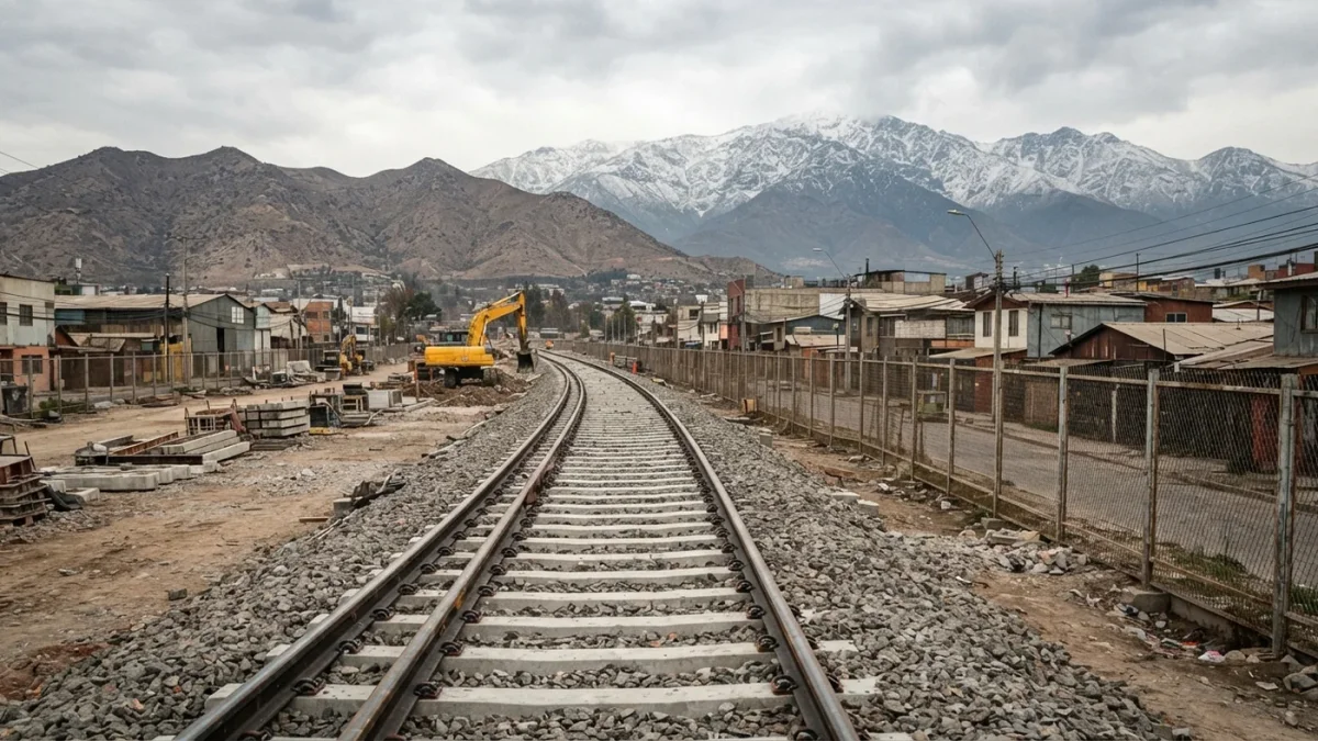 Obra ferroviaria urbana del Tren Santiago-Melipilla en la zona poniente de la Región Metropolitana