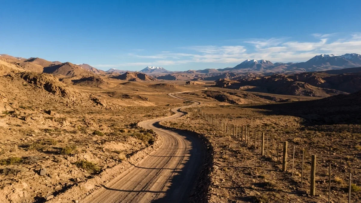 Paisaje desértico de la frontera norte de Chile, imagen generada con inteligencia artificial