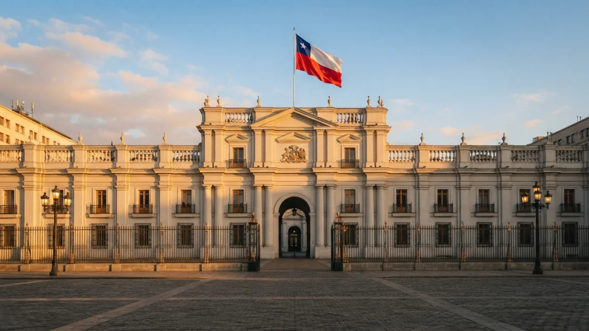 Frontis del Palacio de La Moneda al amanecer