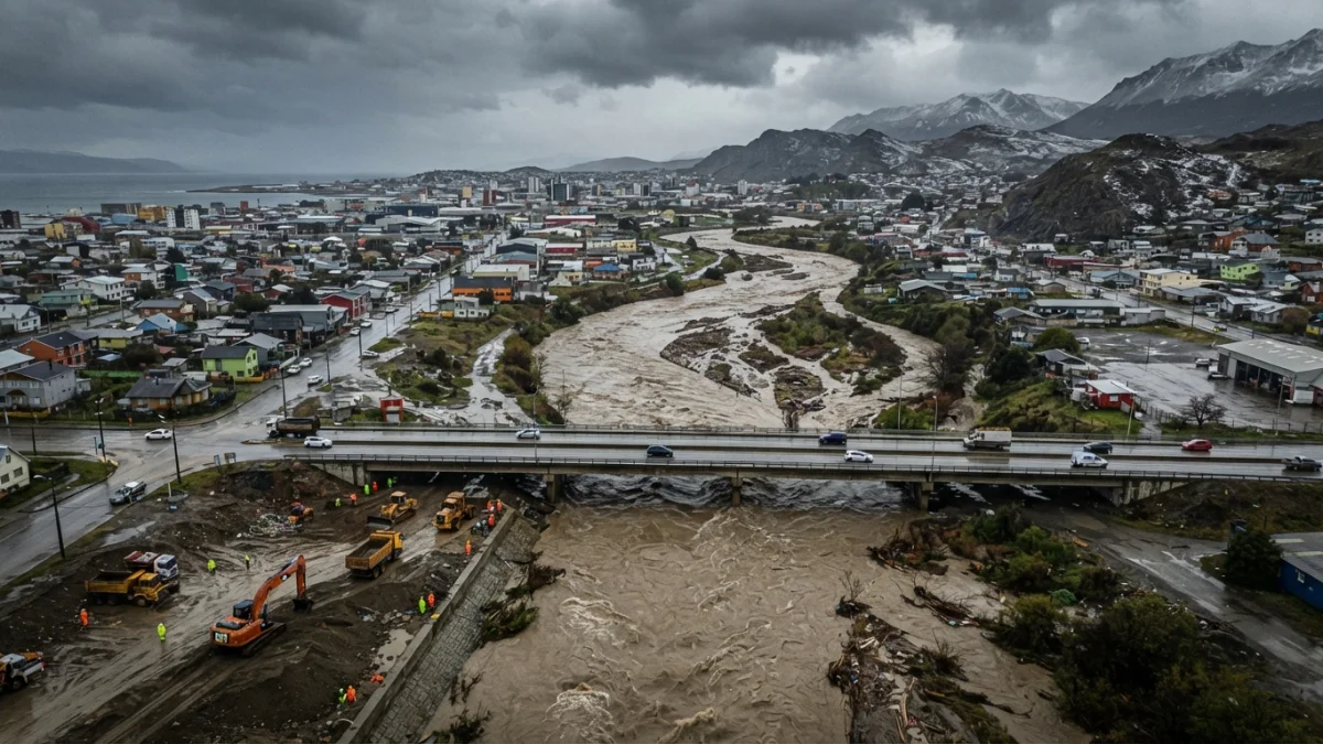 Alerta Roja en Punta Arenas: el río Las Minas empieza a bajar tras 30 mm de lluvia