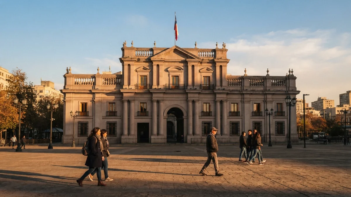 Edificio de gobierno en Santiago al atardecer