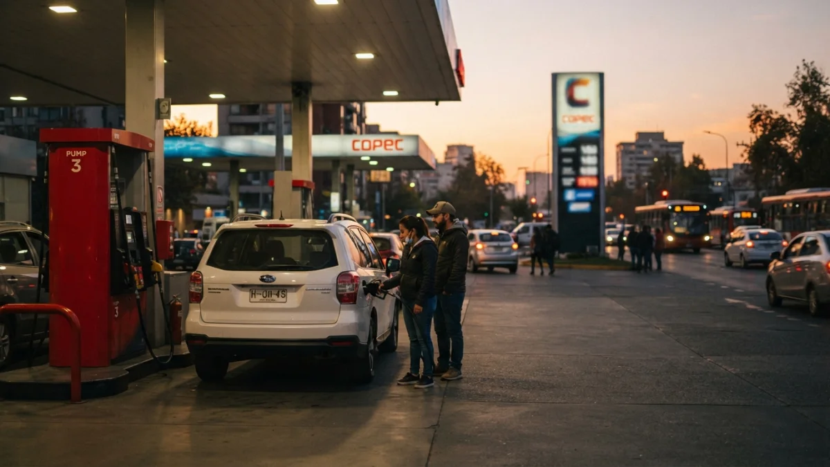 Estación de servicio de Copec en Chile al atardecer