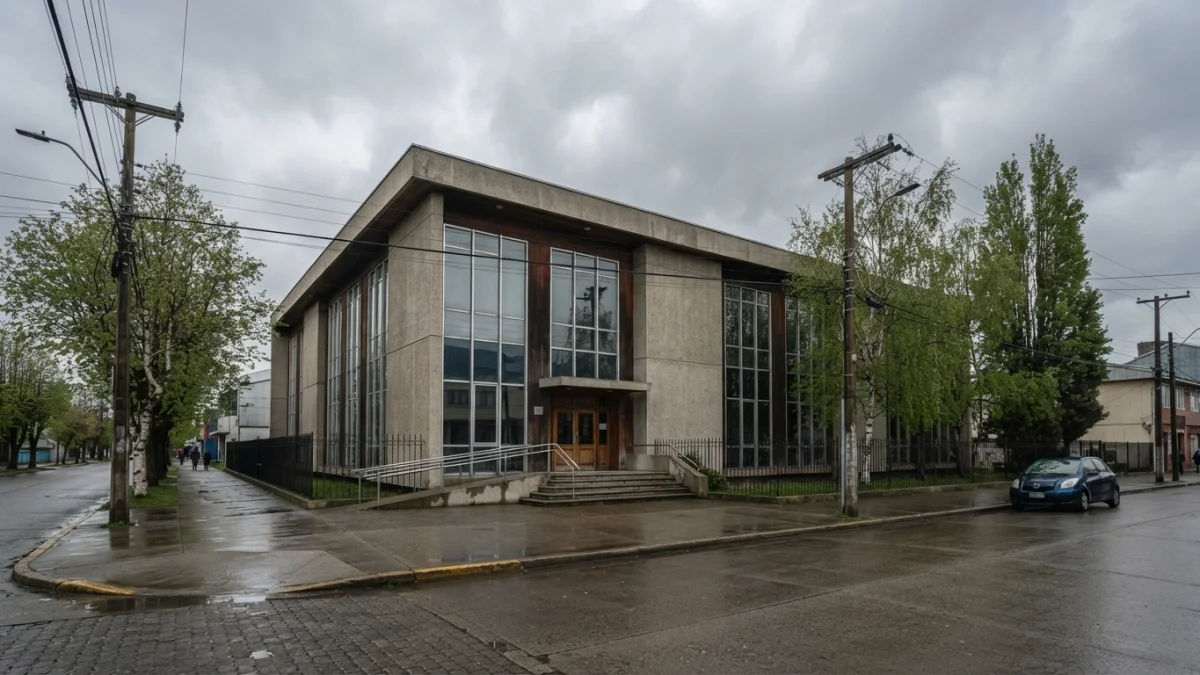 Edificio de tribunales en una ciudad austral de Chile