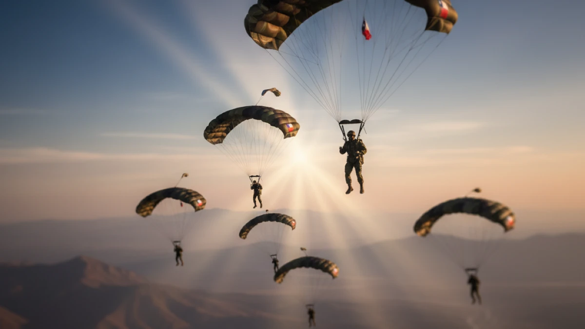 Primera mujer en Ejército chileno realiza salto paracaidista en Parada Militar